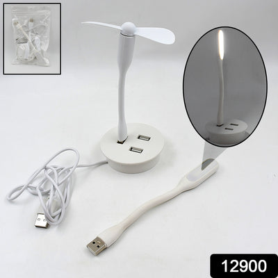 Portable Mini Usb Fan Usb Ligh Usb 3 Hub Port Combo