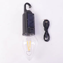 Solar Rechargeable Camping Lamp With Carabiner Clip Warm Led Bulb Light (1 Pc)